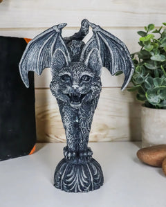 Bizarre Gothic Eureka Bat Winged Cat Gargoyle Statue 7"H Stoic Feline Guardian-6