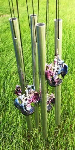 Yin Yang Day and Night Twin Dragons Excalibur Sword Wind Chime Home Patio Decor-6