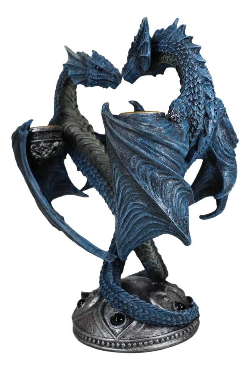 Dragon Heart Altar Drake Candleabra Candle Holder Twin Dragons Figurine 9"Tall-5