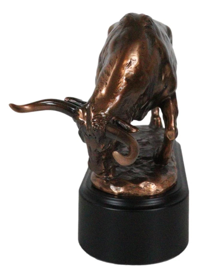 Wall Street Charging Bull Bronze Electroplated Resin Statue With Pedestal Base-3