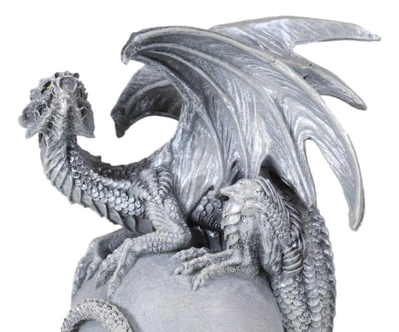 Fantasy Wyrmling White Shadow Ghost Dragon Sleeping On Gray Moon Figurine-5