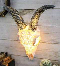 Rustic Tooled Filigree Bighorn Sheep Young Ram Skull LED Light Wall Decor Plaque-2