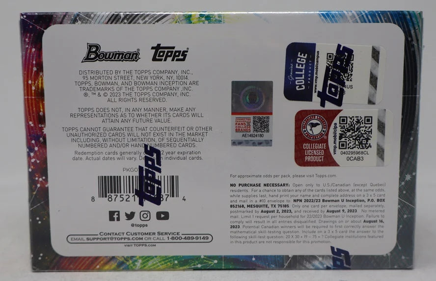 2022/23 Bowman University Inception Basketball Box (Hobby) (7 cards)
