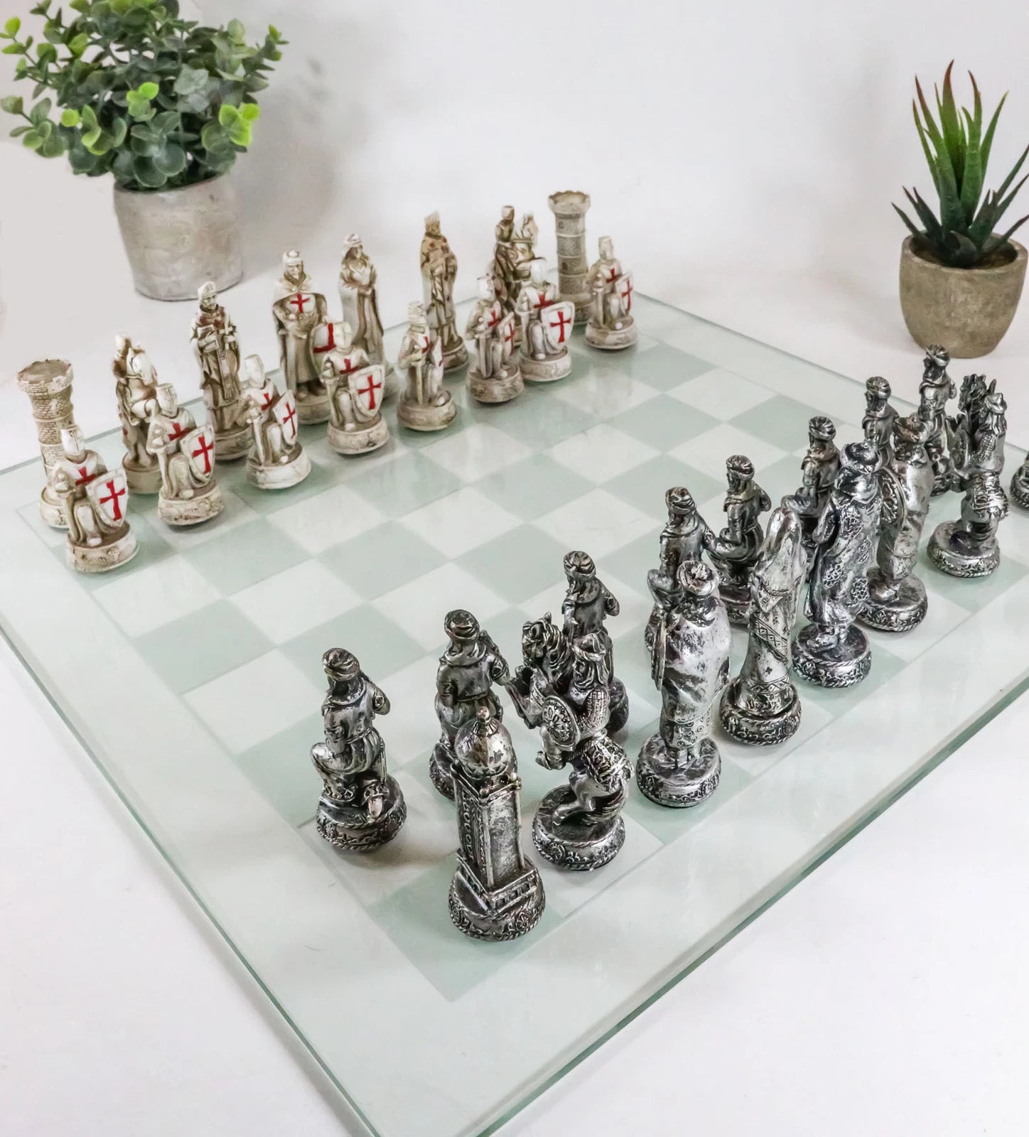 Crusader Christian Kingdom VS Ottoman Empire Chess Pieces Glass Board Set-3
