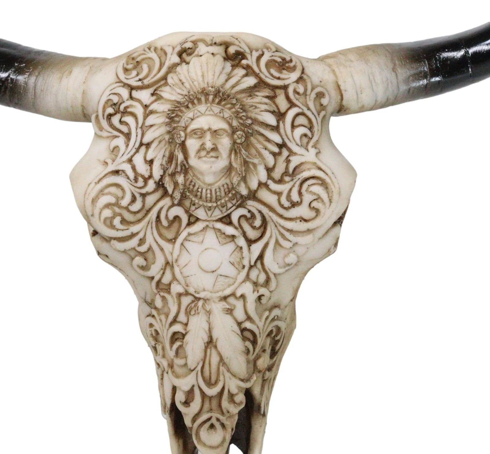 Southwestern Tribal Buffalo Skull Tribal Indian Chief Scrollwork Wall Decor-7