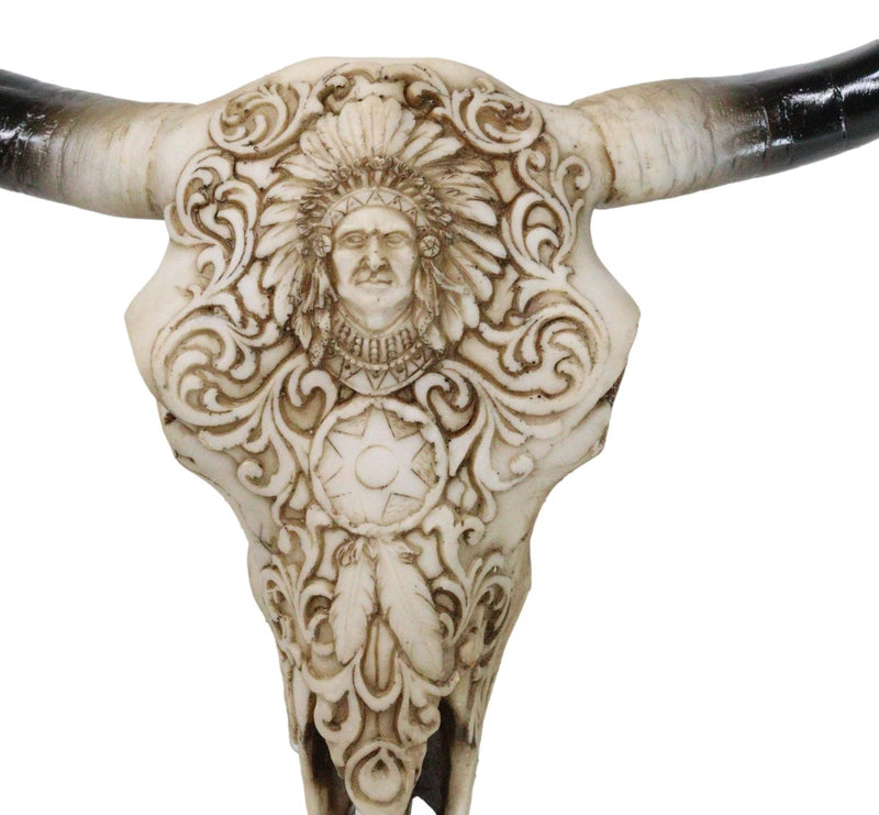 Southwestern Tribal Buffalo Skull Tribal Indian Chief Scrollwork Wall Decor-7
