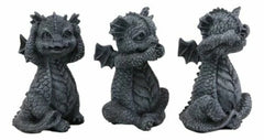 Whimsical Dragon Hatchlings See Hear Speak No Evil Baby Dragons Statue Set Of 3-3