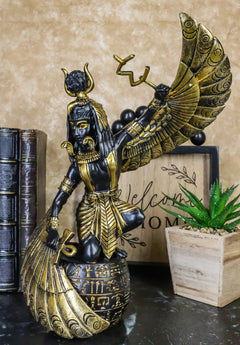 Egyptian Goddess Mother Isis Ra Holding Ankh Decorative Figurine 9" H-2