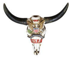 Western Veteran USA Great Seal Eagle Emblem Patriotic Cow Skull Wall Decor-3