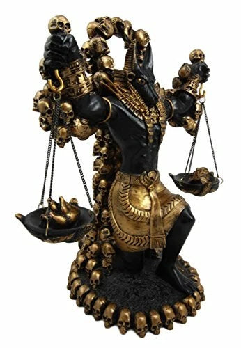 Anubis Statue Ankh Altar Weighing The Heart Against Feather Figurine 9"H-2