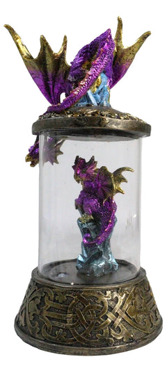 Purple Dragon Guarding Hatchling Celtic Knot Canister Backflow Incense Burner-2