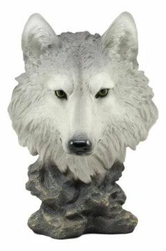 Realistic Large Gray Wolf Head Bust Statue 16"Tall Blood Lust Timberwolf Decor-4
