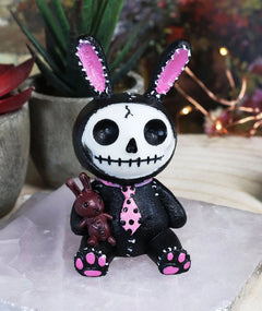 Furry Bones Bun Bun Black Pink Polkadot Tie Bunny Rabbit Skeleton Figurine-1