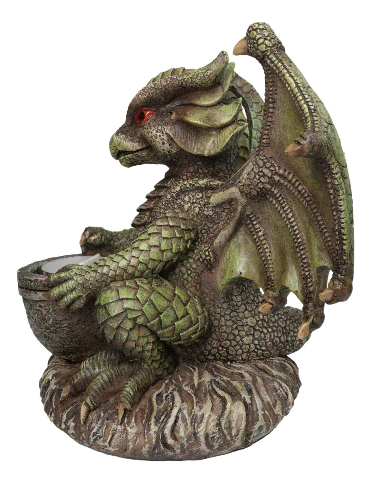 Earth Druid Dragon Holding Magic Cauldron Tea Light Candle Or Incense Holder-4