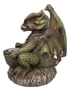 Earth Druid Dragon Holding Magic Cauldron Tea Light Candle Or Incense Holder-4