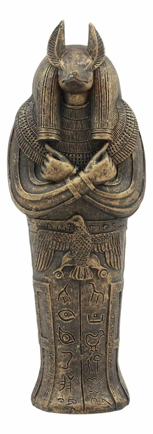 Egyptian Sarcophagus Box with Mummy Figurine 5.25" L-4