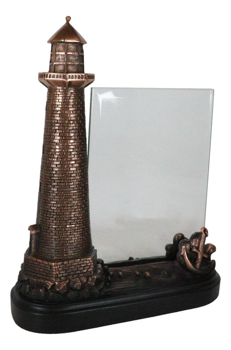 Nautical Marine Lighthouse And Ship Anchor Figurine With 5"X7" Engravable Glass-2