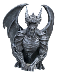 Crouching Gothic Winged Dragon Guardian Chimera Gargoyle Decorative Figurine-2