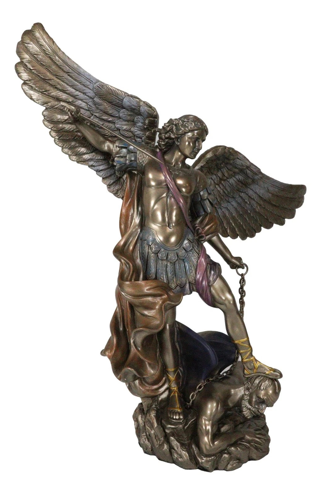 Archangel Saint Michael With Chained Satan On His Feet Collectible Figurine-2