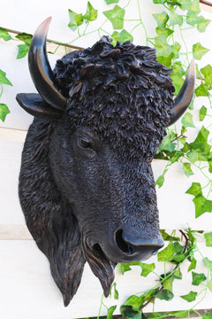 Large Bison Buffalo Hanging Wall Decor Sculpture Plaque Figurine 18.5" H-1