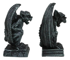 Gothic Notre Dame Guardian Mini Gargoyle Statue Set of 2 Miniature Fairy Garden-5
