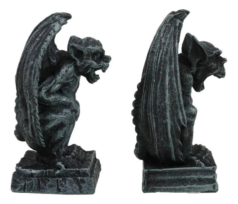 Gothic Notre Dame Guardian Mini Gargoyle Statue Set of 2 Miniature Fairy Garden-5