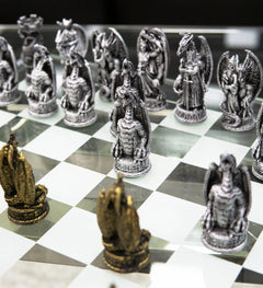 Silver Gold Fantasy Dungeons And Dragons Resin Chess Pieces Glass Board-3