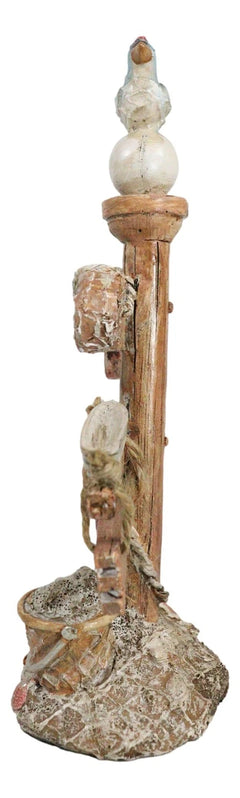 Beach Coastal Pelican Bird On Getty Post Seashells Boat Nautical Sign Figurine-4