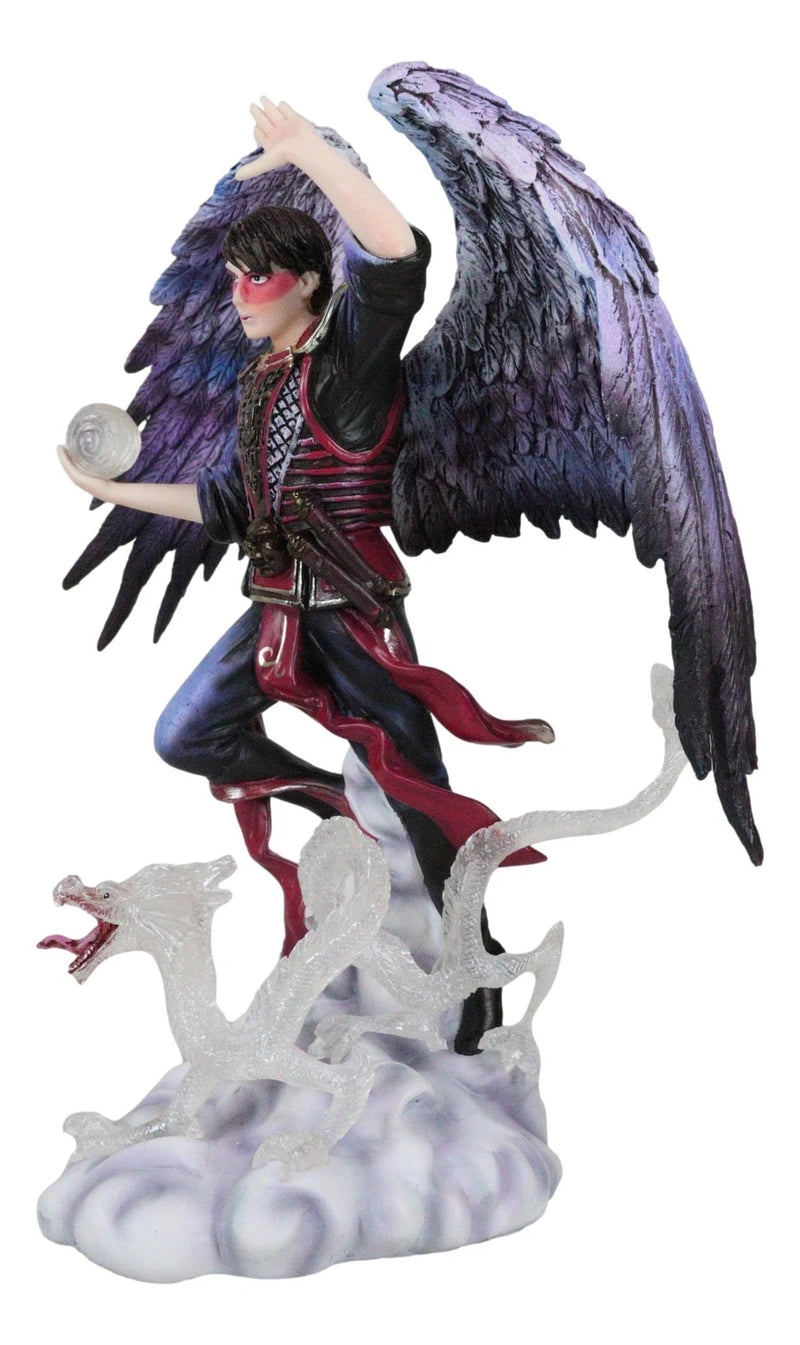 Air Elemental Magic Wizard Sorcerer Bending The Clouds W/ Acrylic Dragon Statue-4