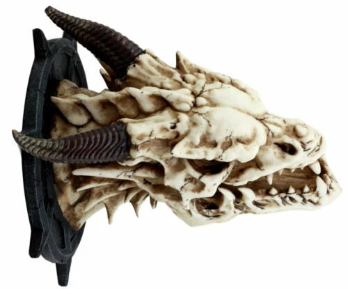 Large Chained Horned Dragon Skull Wall Trophy Decor Saint George Slain Dragon-2