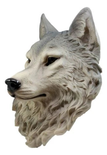 Large Gray Timber Wolf Head Wall Decor Plaque 16.5"Tall Taxidermy Art Decor-6