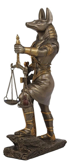 God Anubis with Scales of Justice Statue Figurine 10" Tall (Faux Bronze Resin)-4