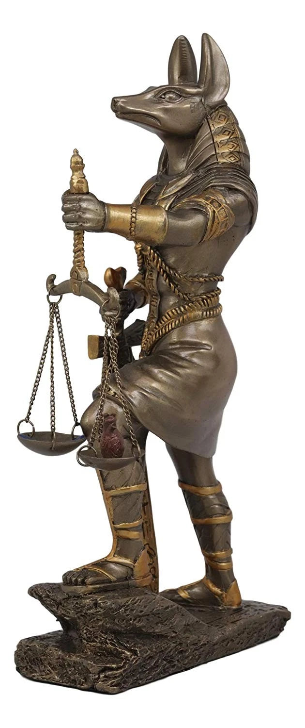 God Anubis with Scales of Justice Statue Figurine 10" Tall (Faux Bronze Resin)-4