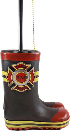 American Hero Fire Fighters Fireman Boots Desktop Table Lamp With Laced Shade-3