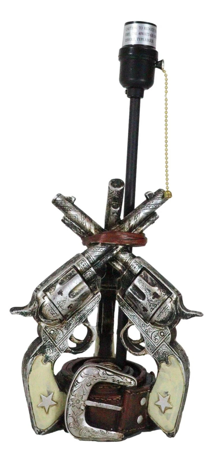 Rustic Western Triple Six Shooter Revolver Gun Pistols Cowboy Buckle Table Lamp-5