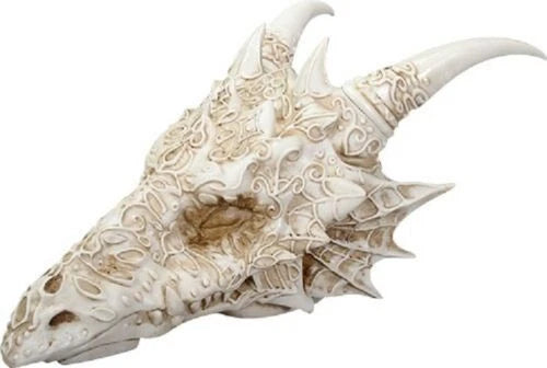 Large Gothic Tribal Stencil Art Horned Dragon Skull Wall Decor Or Statue-3