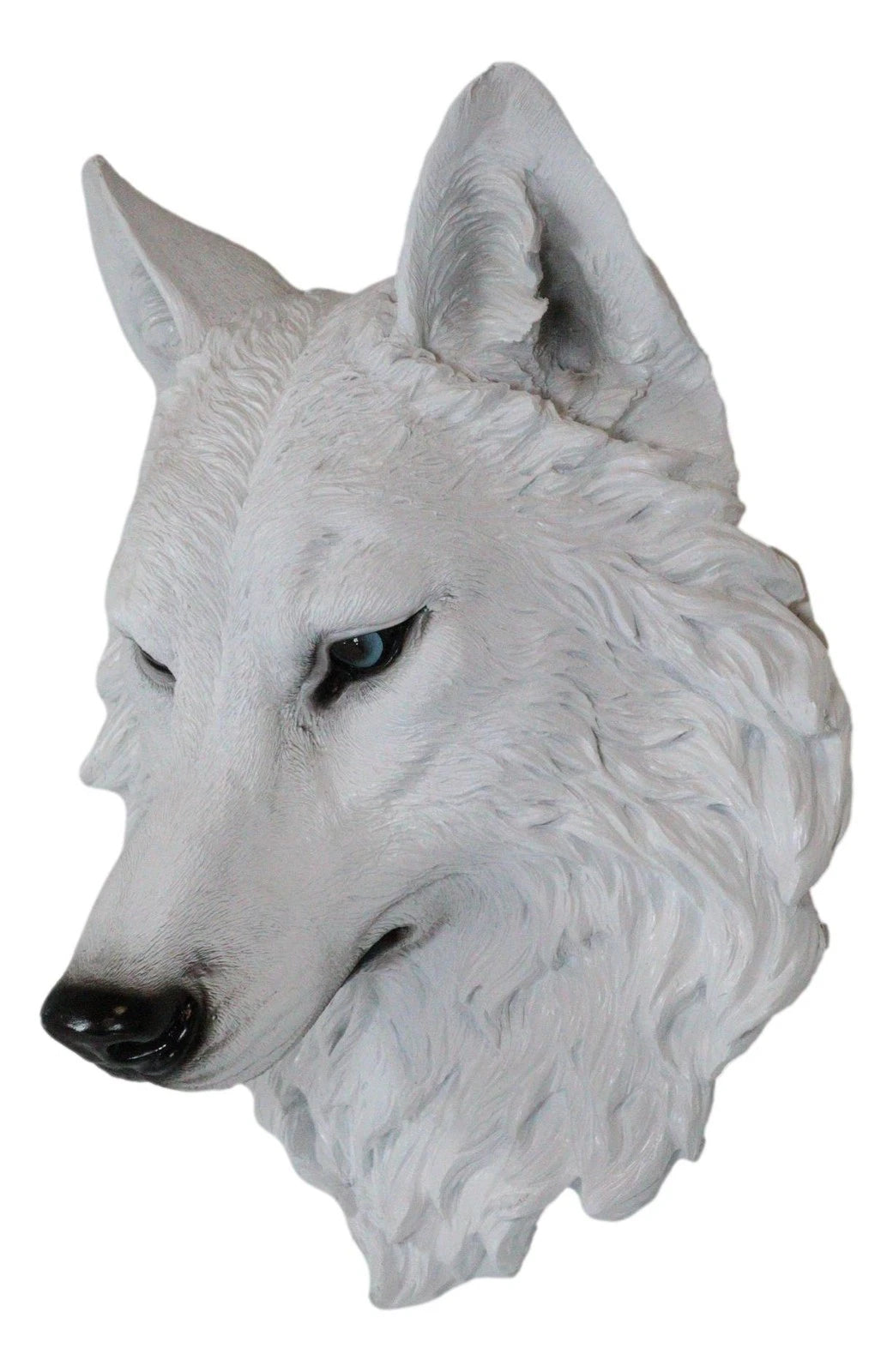 Large Ghost Albino Snow White Wolf Head Wall Decor Plaque 16"H Direwolf Figure-5