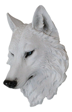 Large Ghost Albino Snow White Wolf Head Wall Decor Plaque 16"H Direwolf Figure-5