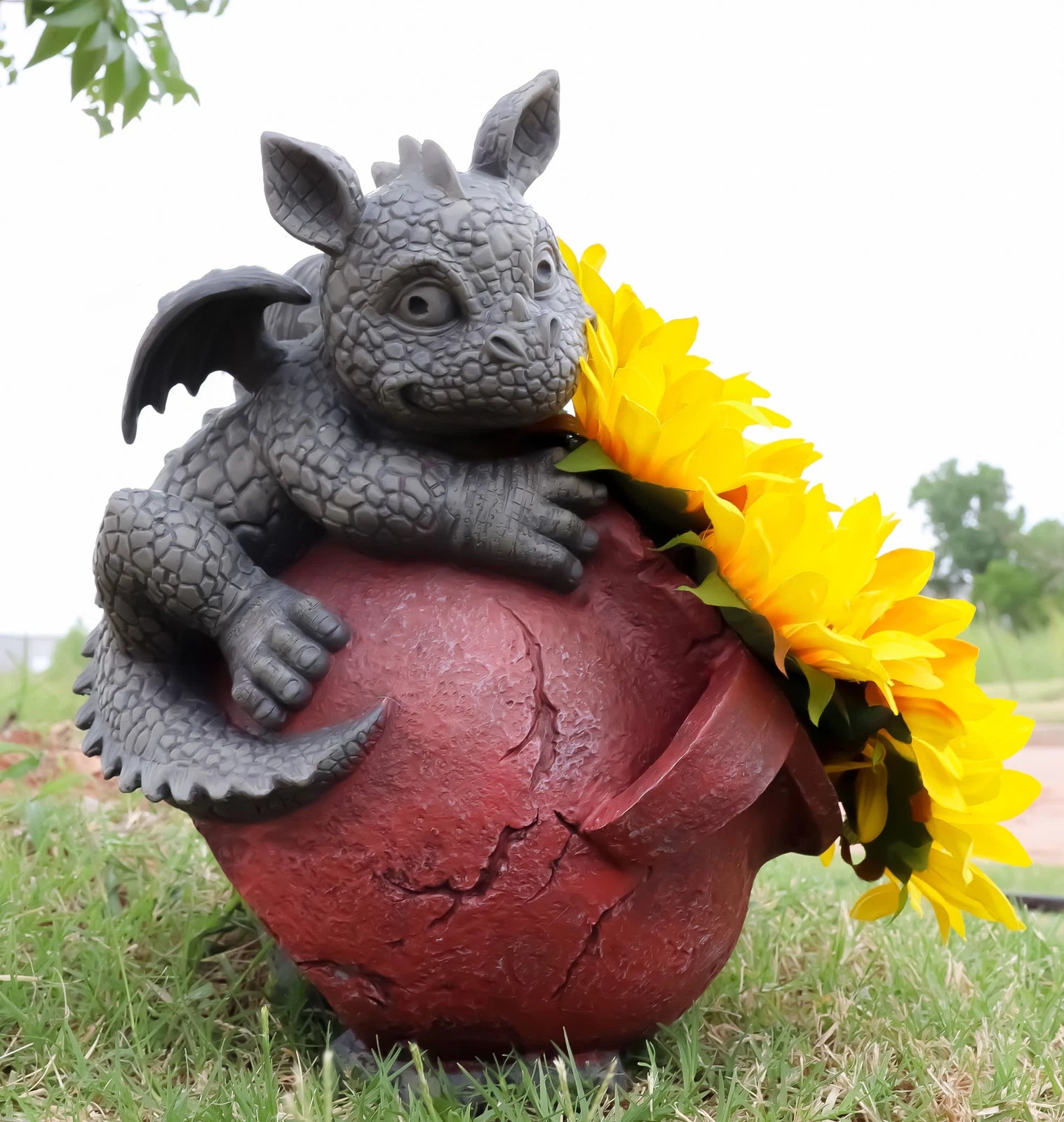 Playful Climbing Dragon Baby Planter Pot Home Patio Garden Decor Statue 12.5"H-3