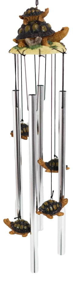 Reptile Brown Giant Tortoise Mother Piggybacking Hatchling Wind Chime-6