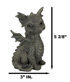 Whimsical Dainty Garden Dragon Sitting Figurine Faux Stone Fantasy Decor-3