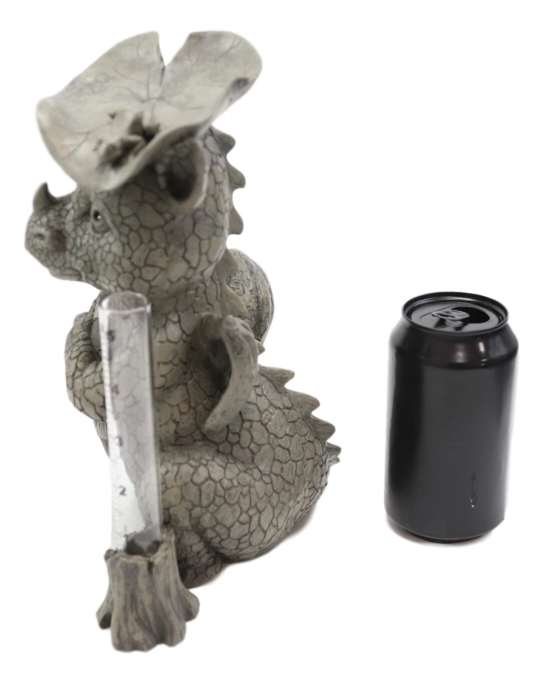 Raindrops Keep Falling On My Head Dragon With Lilypad Umbrella Rain Gauge Statue-2