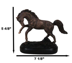 Rustic Western Country Stallion Horse Textured Bronze Resin Figurine With Base-3