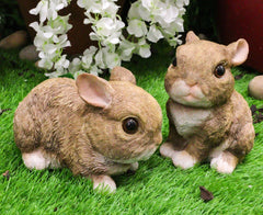 Set Of 2 Whimsical Cute Baby Bunny Rabbits Pet Pal Fairy Garden Figurines-1