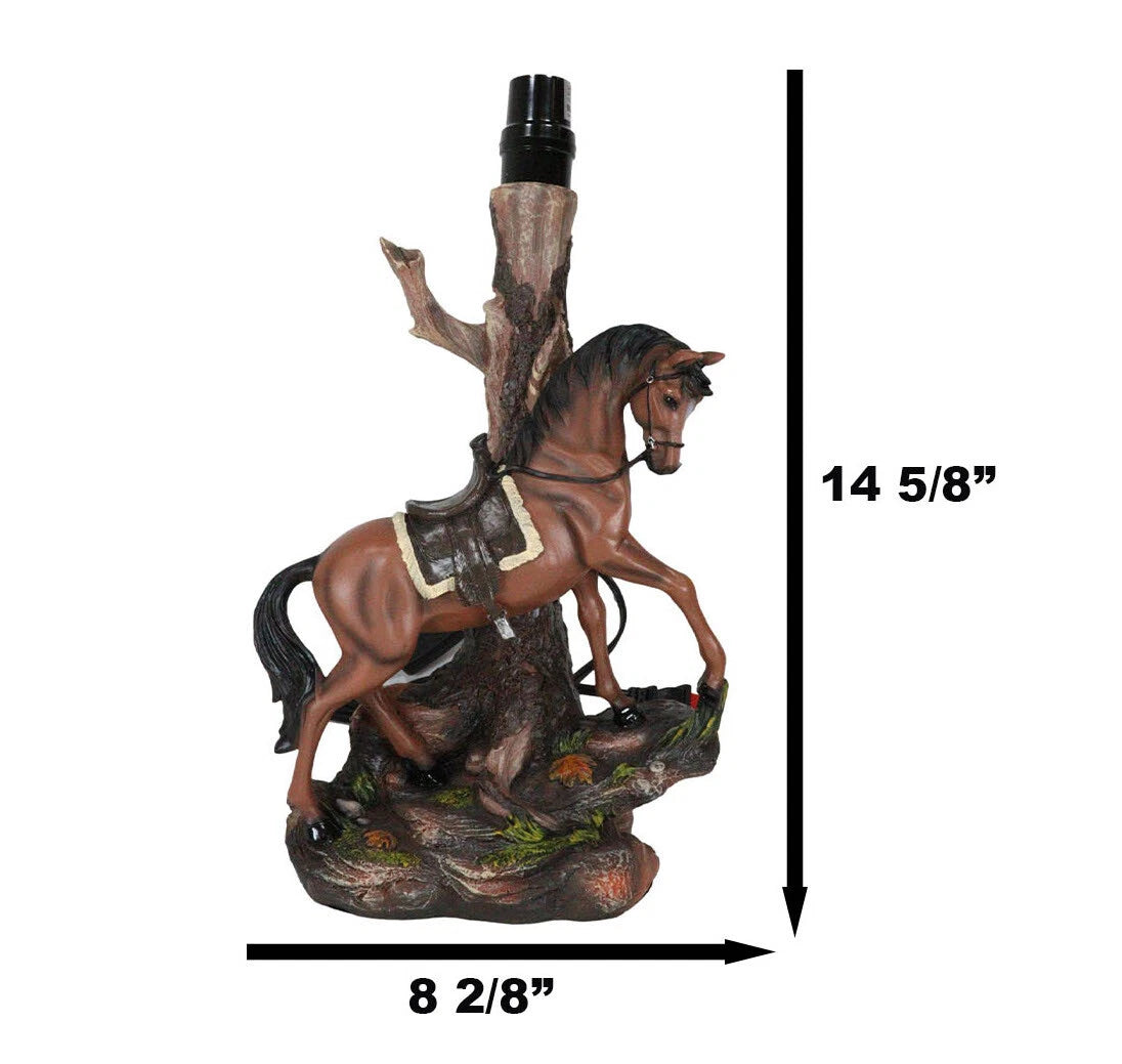 Light Fantastik Chestnut Brown Horse Stallion With Saddle Table Lamp Shade-5