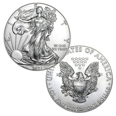 Moneda American Silver Eagle de $1 de 2021 con soporte AirTite, brillante, sin circular-1