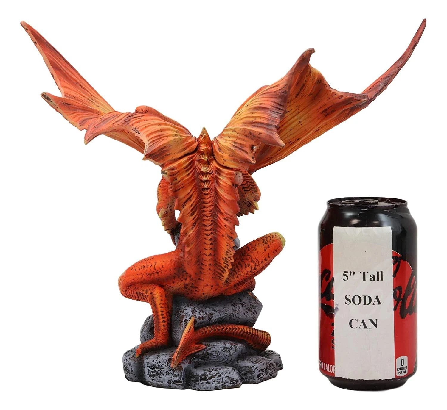 Roaring Red Phoenix Fire Dragon Guarding Egg Hatchling Statue 10"H Anne Stokes-6