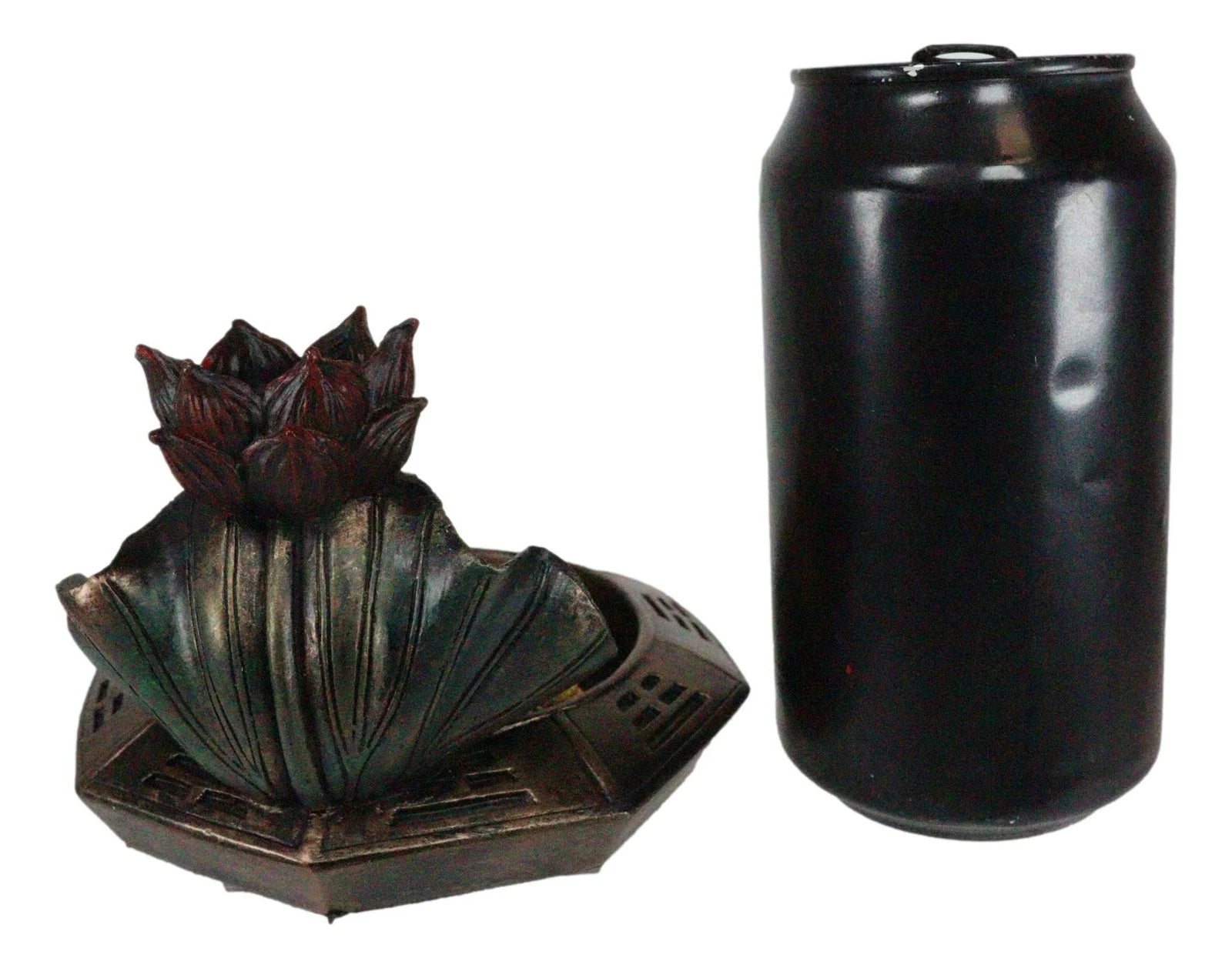 Feng Shui Padma Lotus Basin Yin Yang Koi Fishes Backflow Incense Cone Burner-2