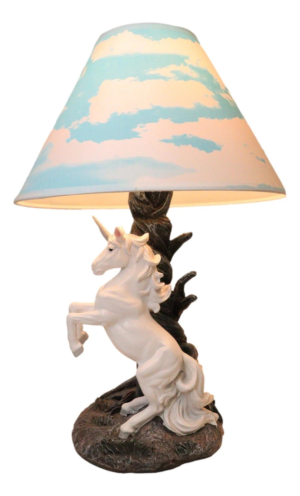 Enchanted Lights White Unicorn Sculptural Desktop Table Lamp With Shade-2