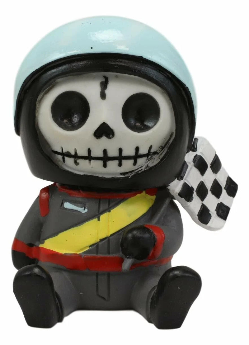 Furrybones Speed Racer With Helmet And Flag Skeleton Figurine Furry Bones Statue-3